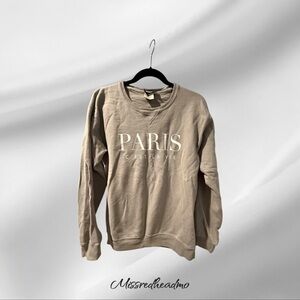 Lulusimon Studio Beige Paris Crewneck Sweatshirt